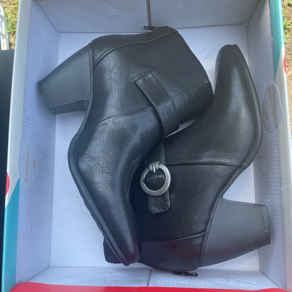 BareTraps Black Ankle Booties with Chunky Heel